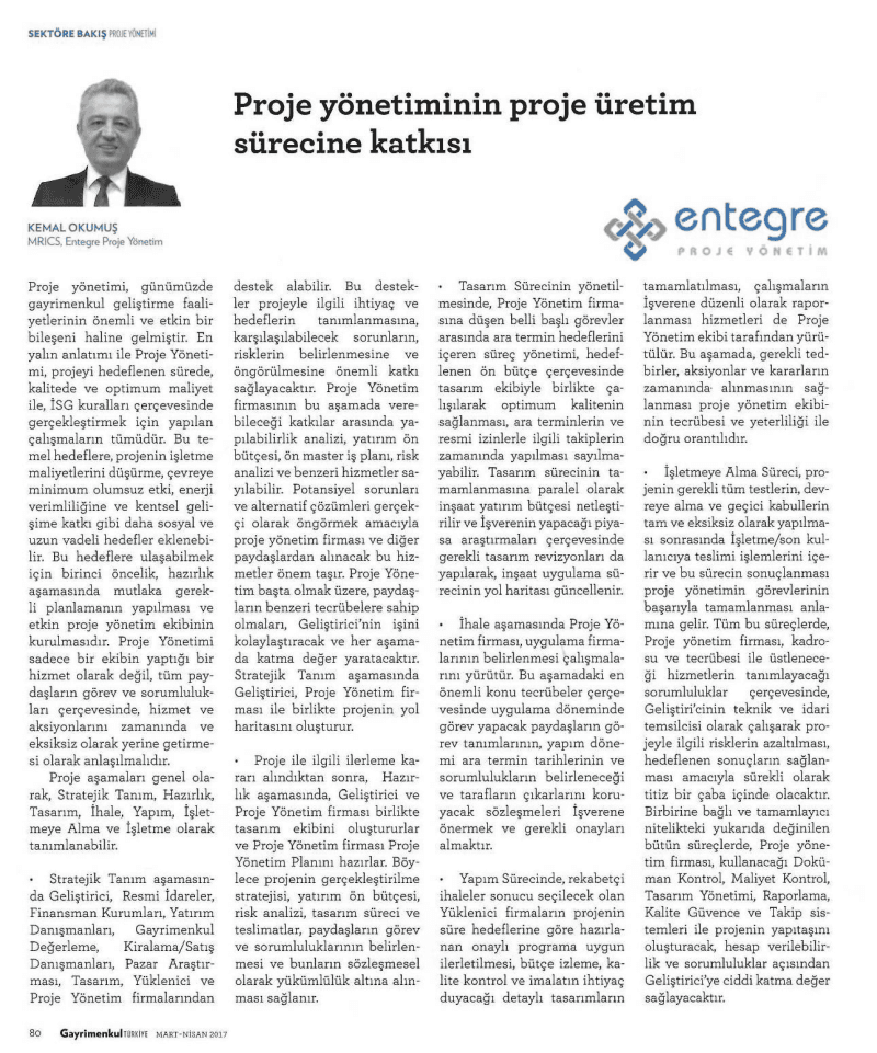 Proje Yönetiminin Proje Üretim Sürecine Katkısı