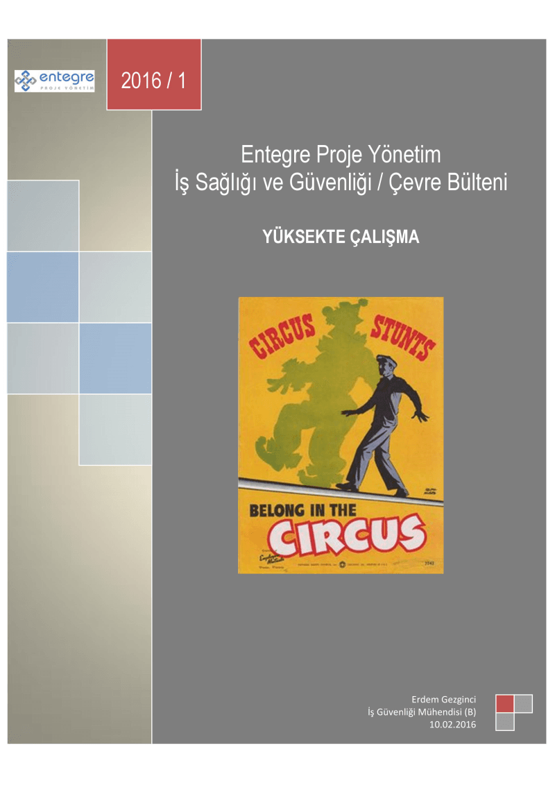 EPY / İSG-Ç BÜLTEN001 "YÜKSEKTE ÇALIŞMA"