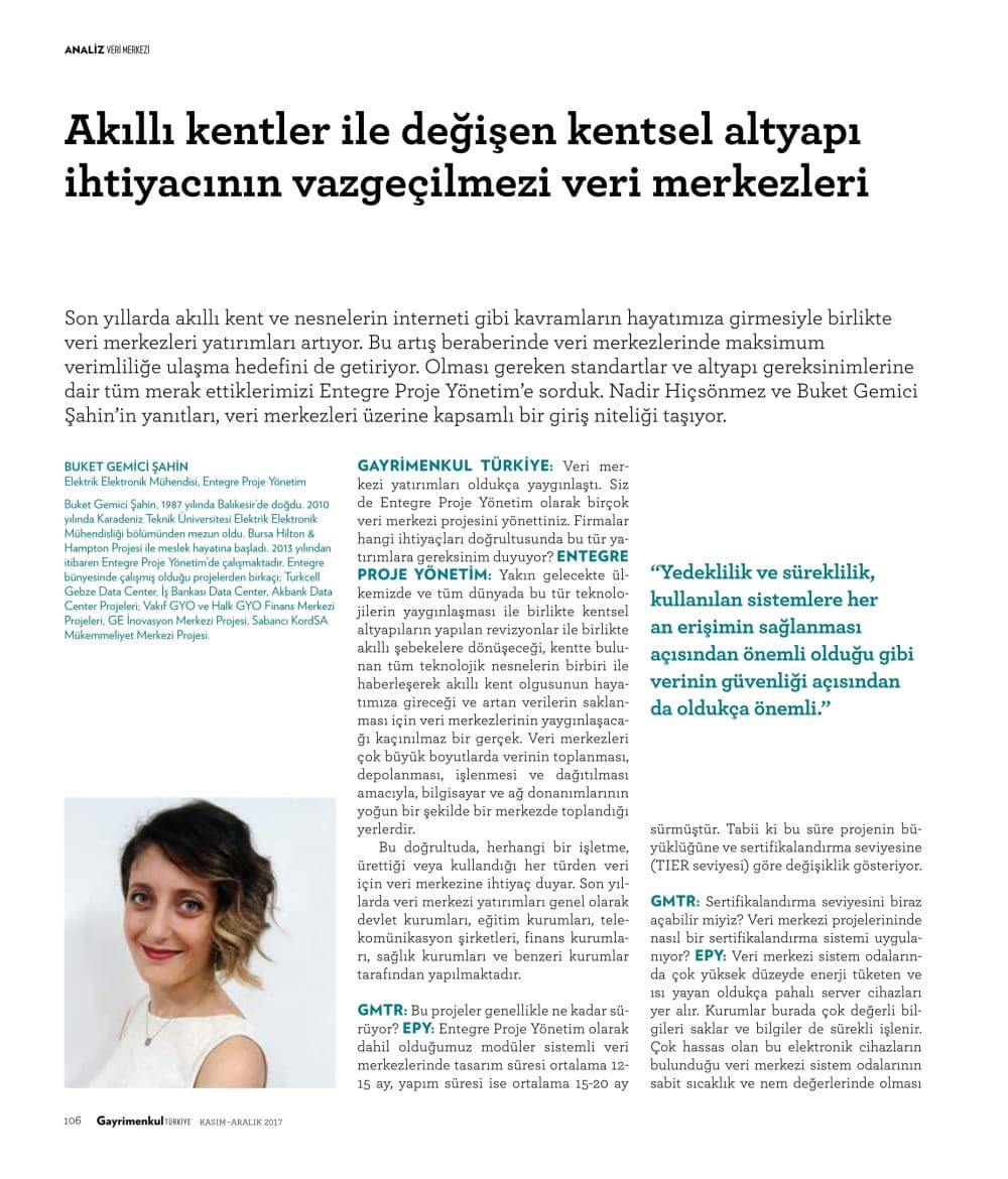 Akıllı kentler ile değişen kentsel altyapı ihtiyacının vazgeçilmezi: Veri Merkezleri